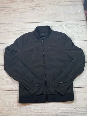 Diesel Black Men's Bomber Jacket with Zip Front Large